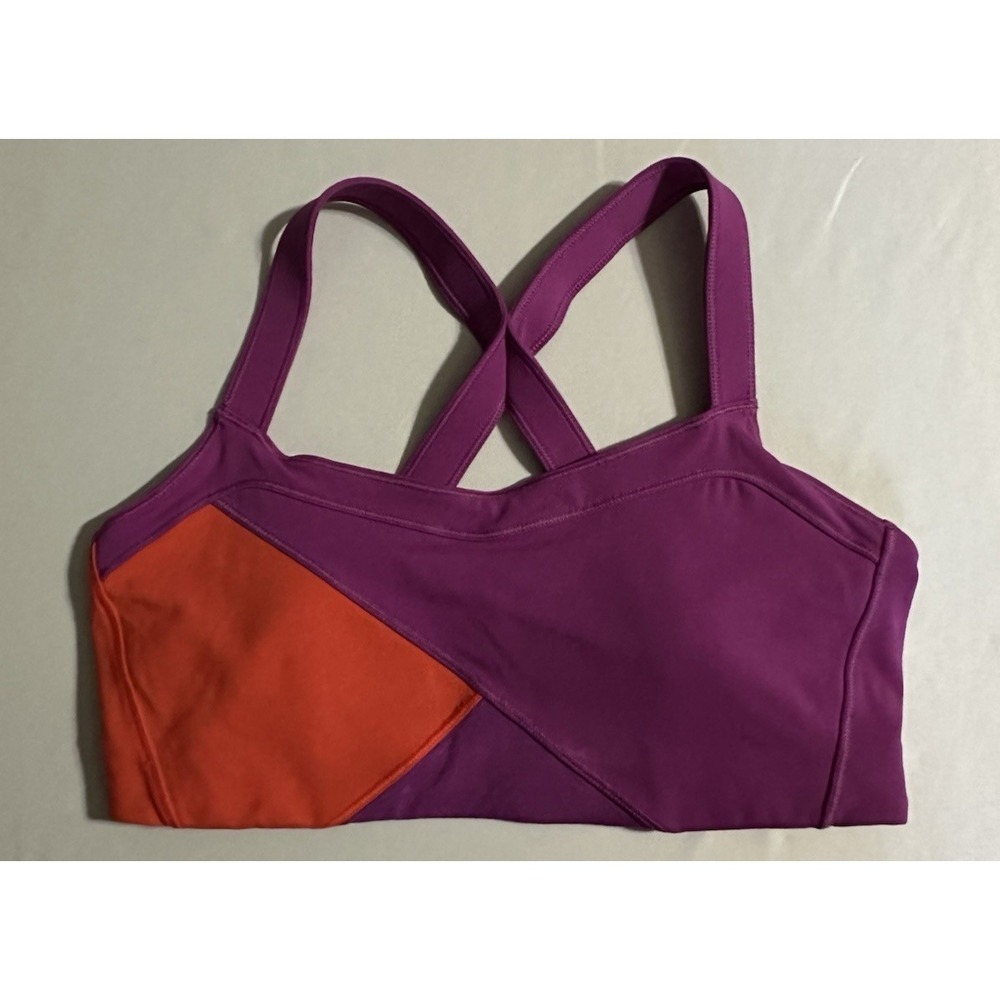 Lululemon Kanto Catch Me Racerback Bra Magenta Orange Colorblock Size 10